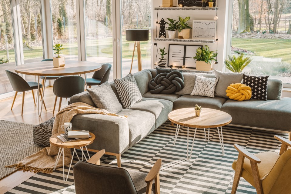 high angle view of a stylish nordic living room i 2021 08 26 15 45 27 utc - Decoración de salón estilo nórdico